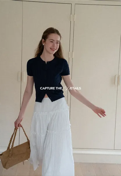 Tiered Pleated Midi Skirt