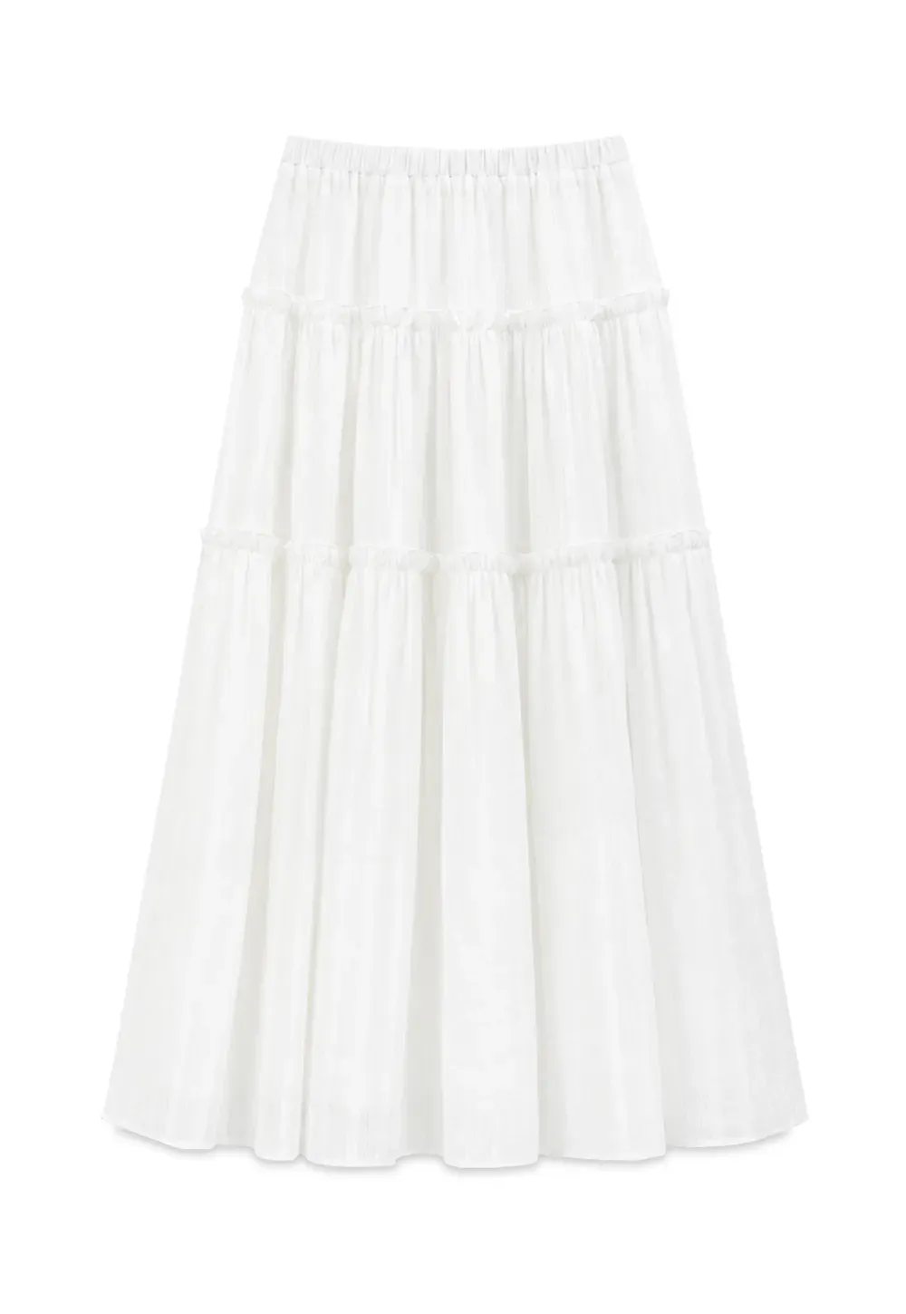 Tiered Pleated Midi Skirt