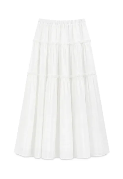 Tiered Pleated Midi Skirt