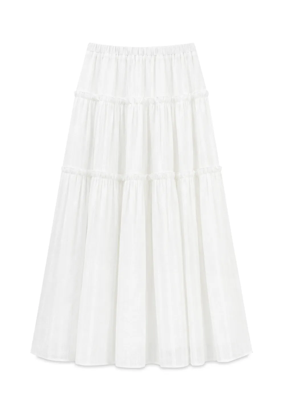Tiered Pleated Midi Skirt