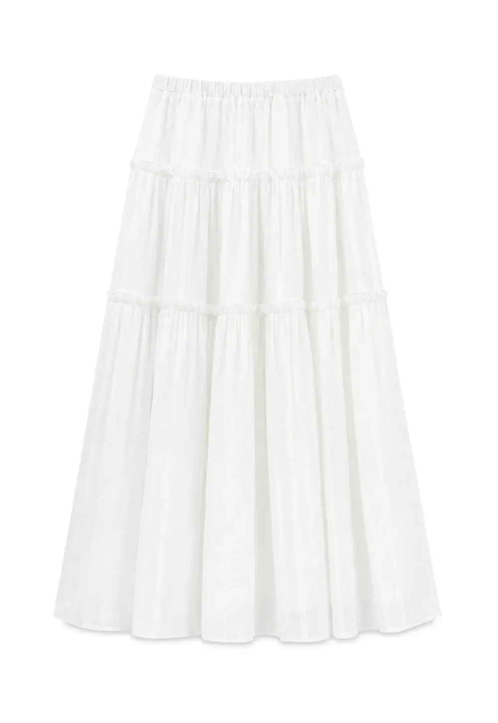 Tiered Pleated Midi Skirt