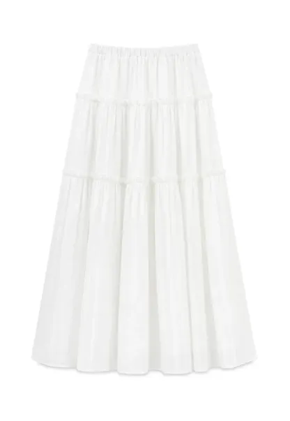 Tiered Pleated Midi Skirt