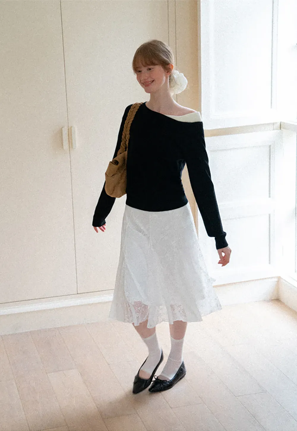 Textured Lace A Line Skirt