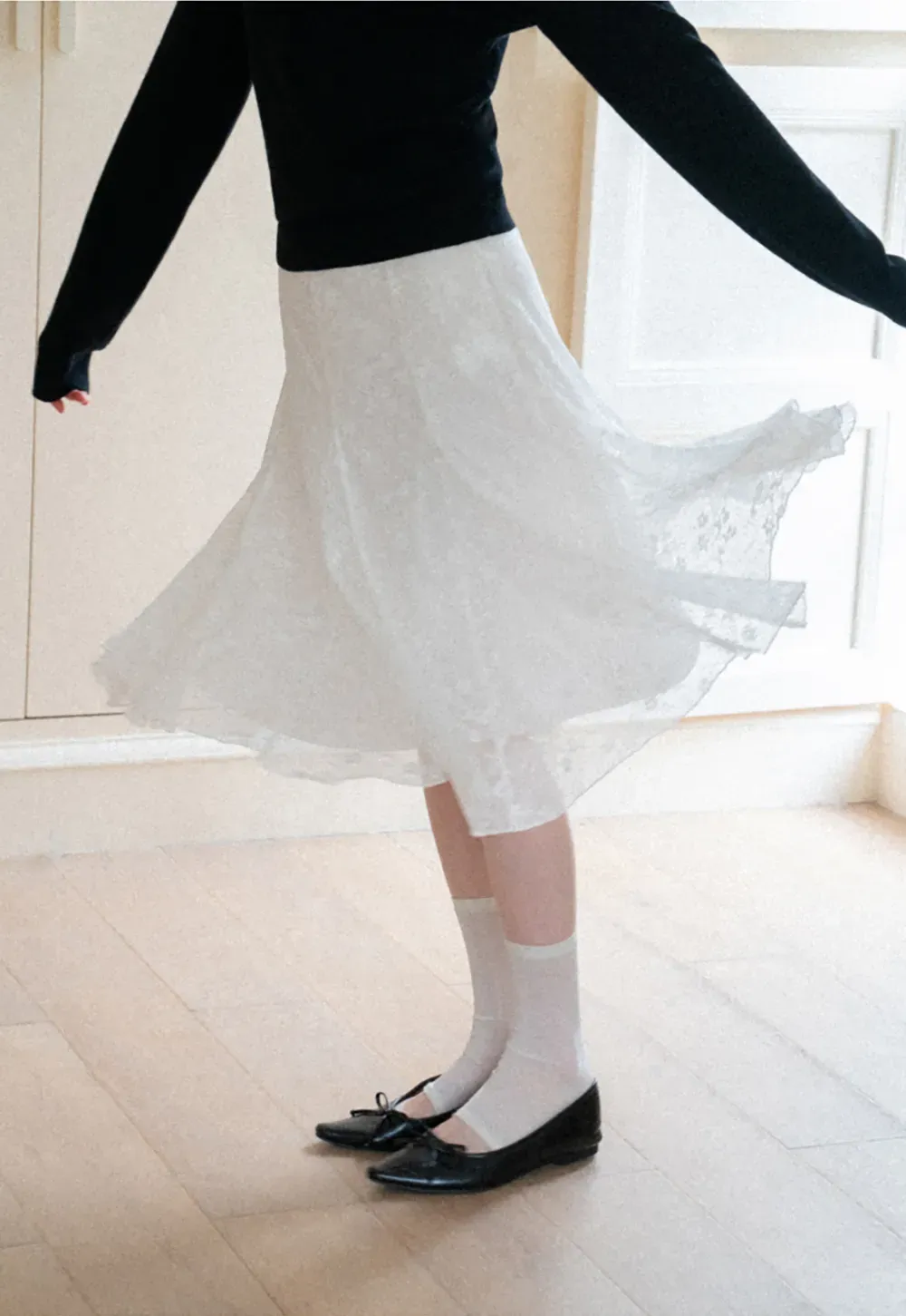 Textured Lace A Line Skirt