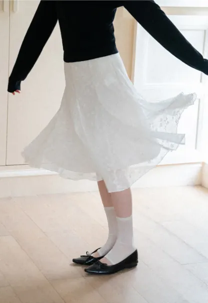 Textured Lace A Line Skirt