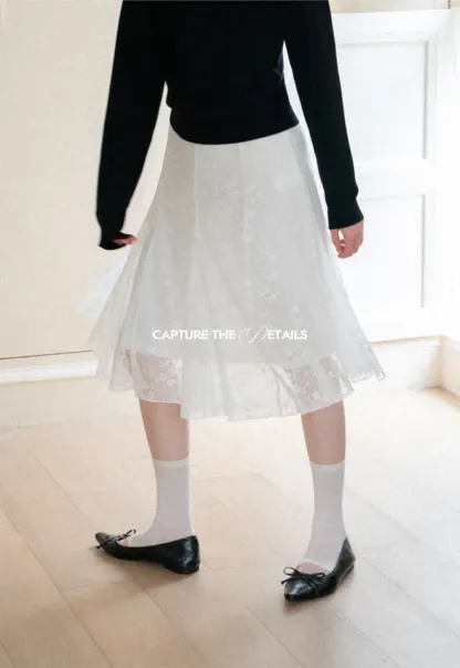 Textured Lace A Line Skirt