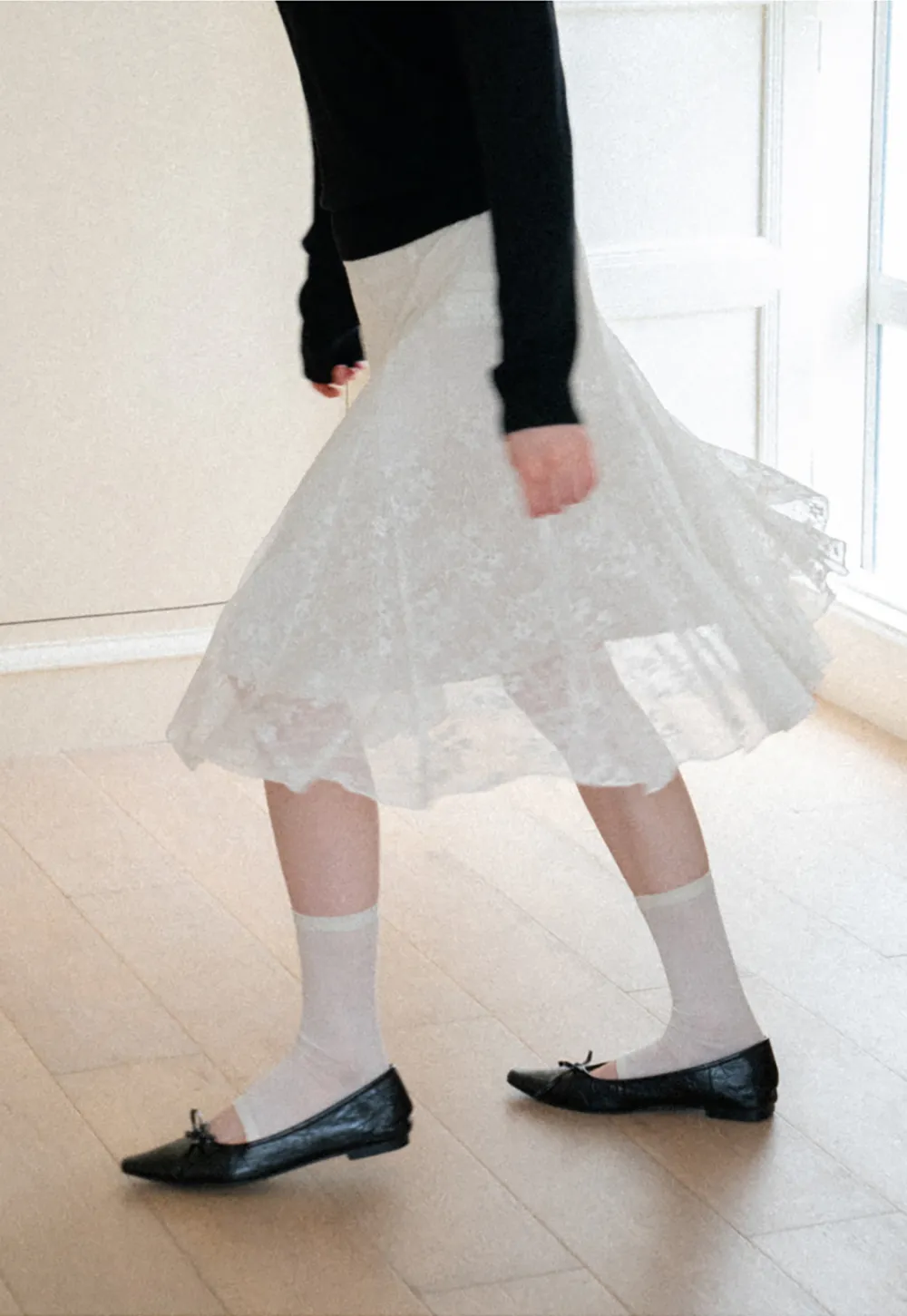 Textured Lace A Line Skirt