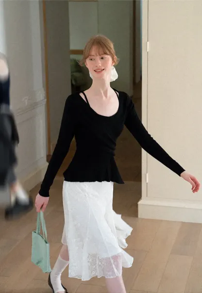 Textured Lace A Line Skirt