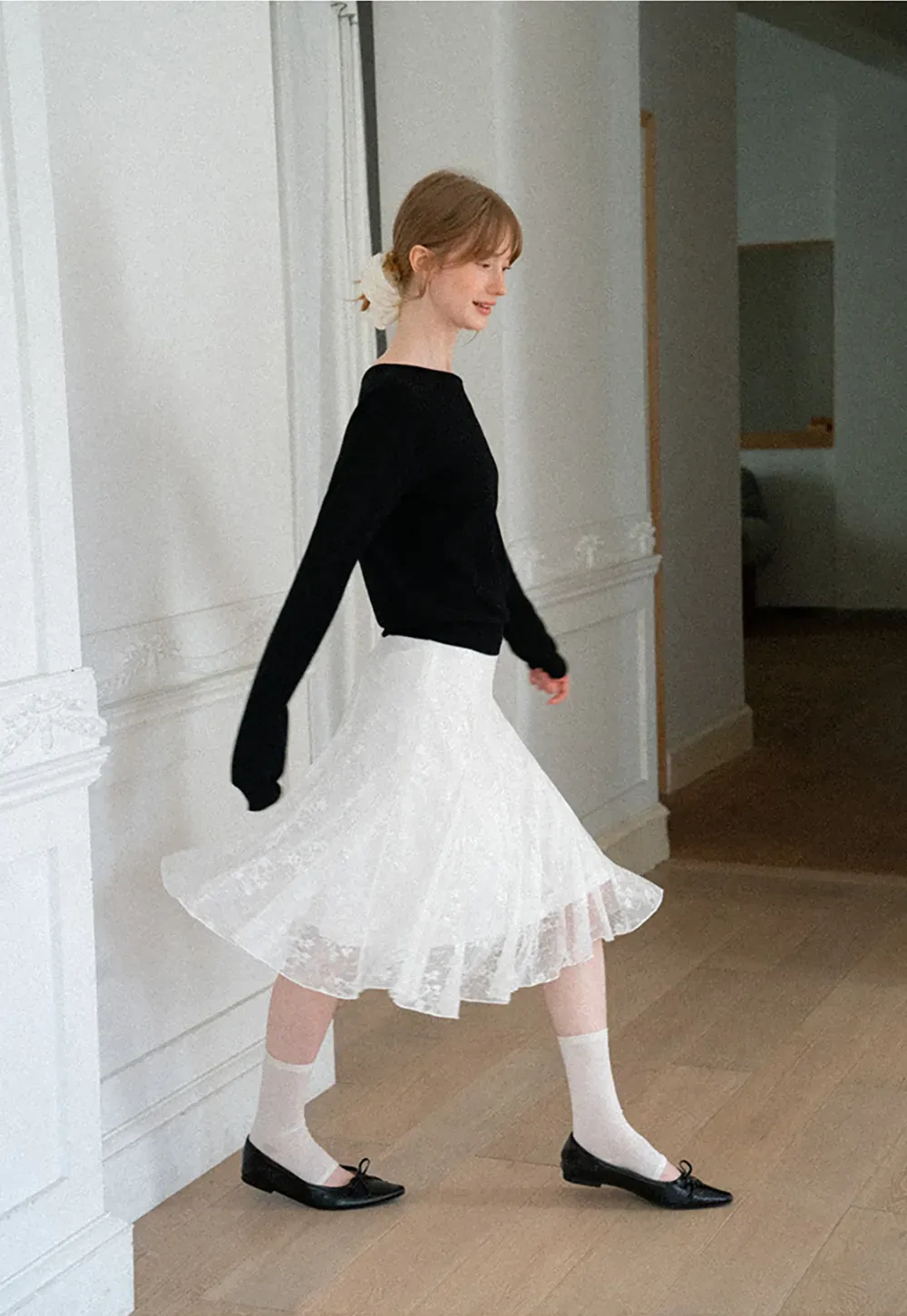 Textured Lace A Line Skirt