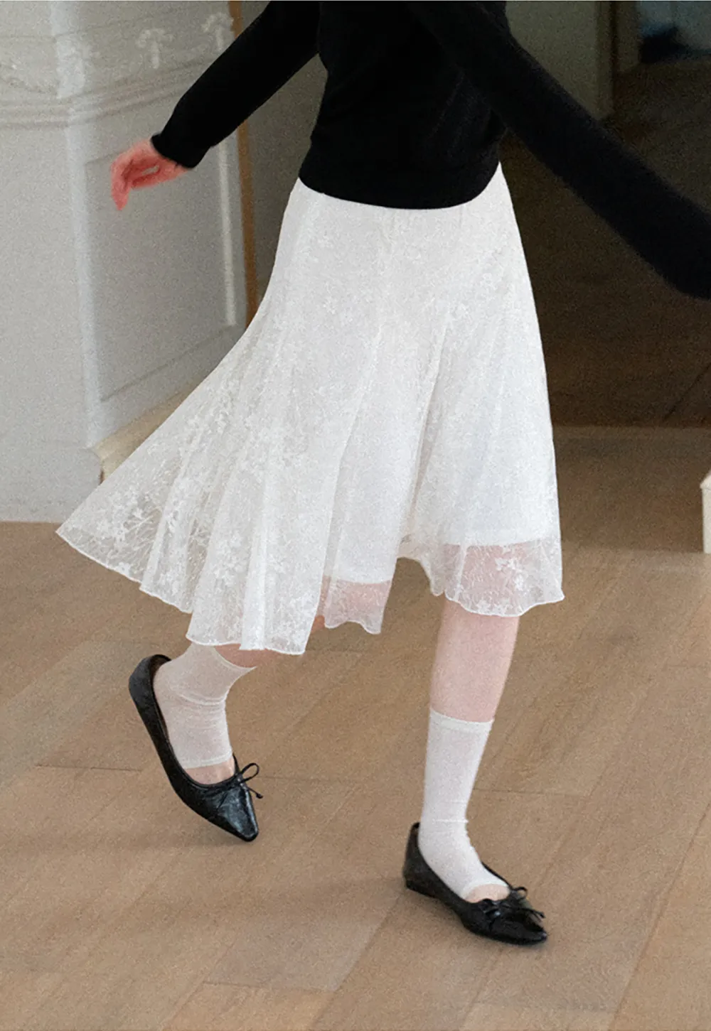 Textured Lace A Line Skirt
