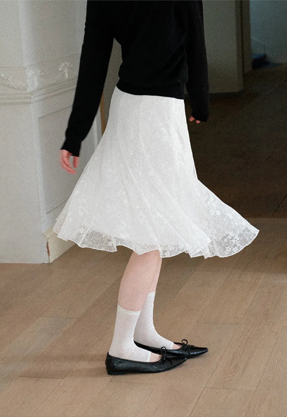 Textured Lace A Line Skirt