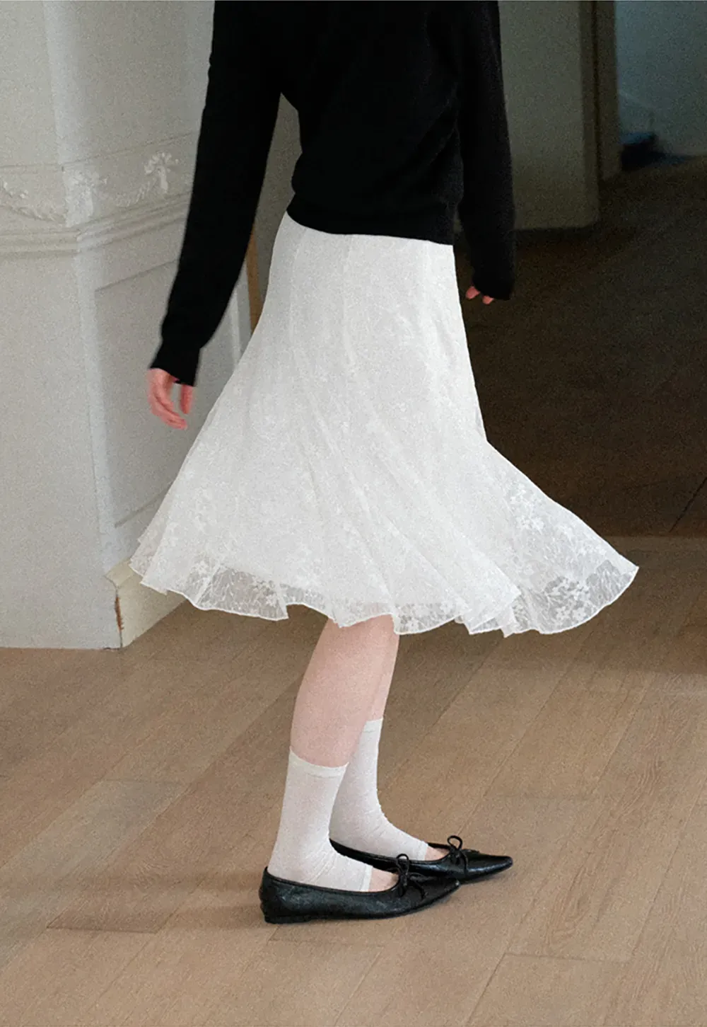 Textured Lace A Line Skirt