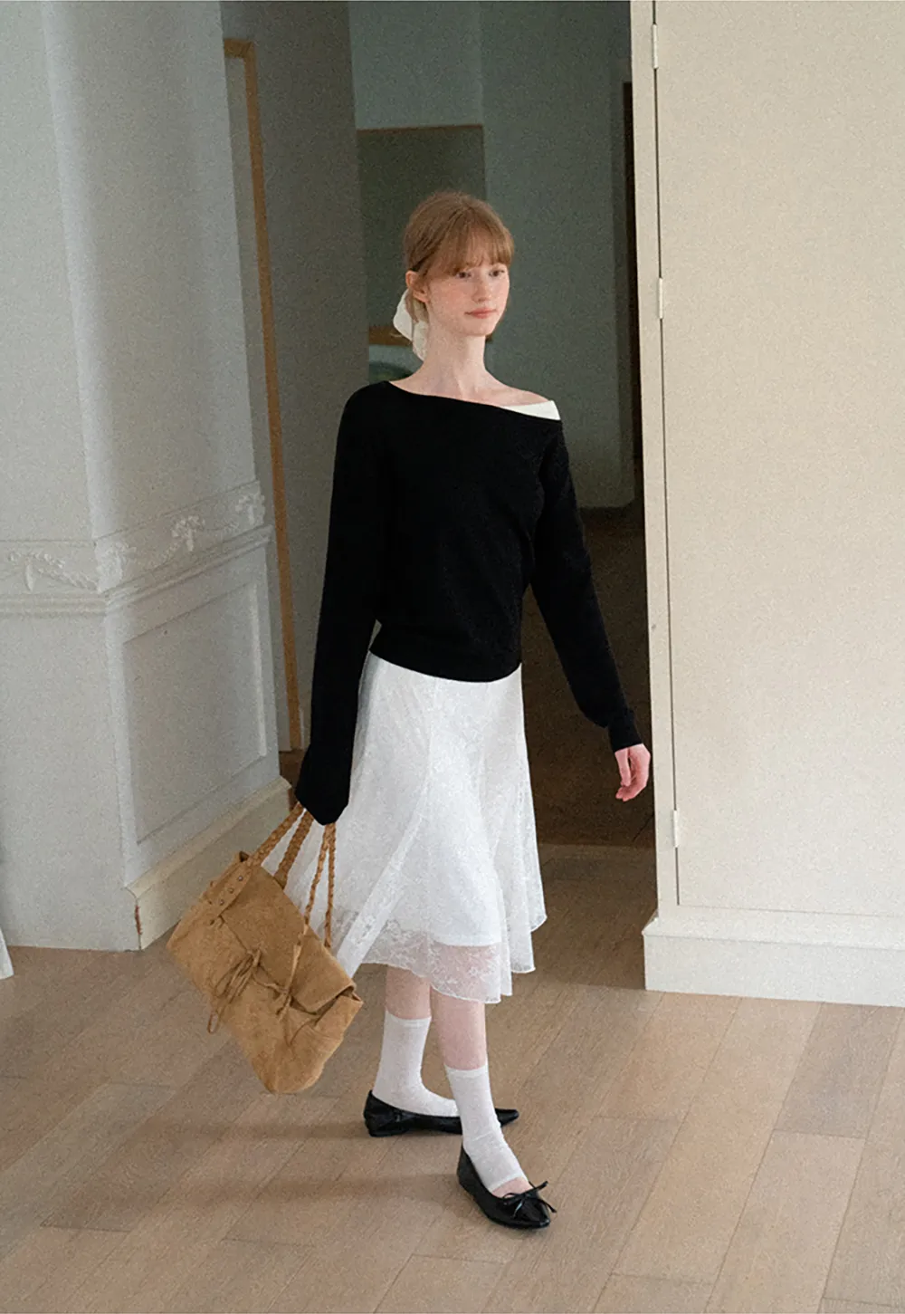 Textured Lace A Line Skirt
