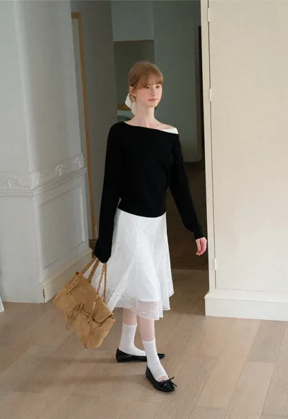 Textured Lace A Line Skirt