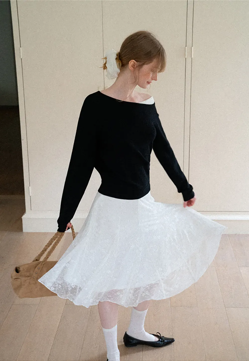 Textured Lace A Line Skirt