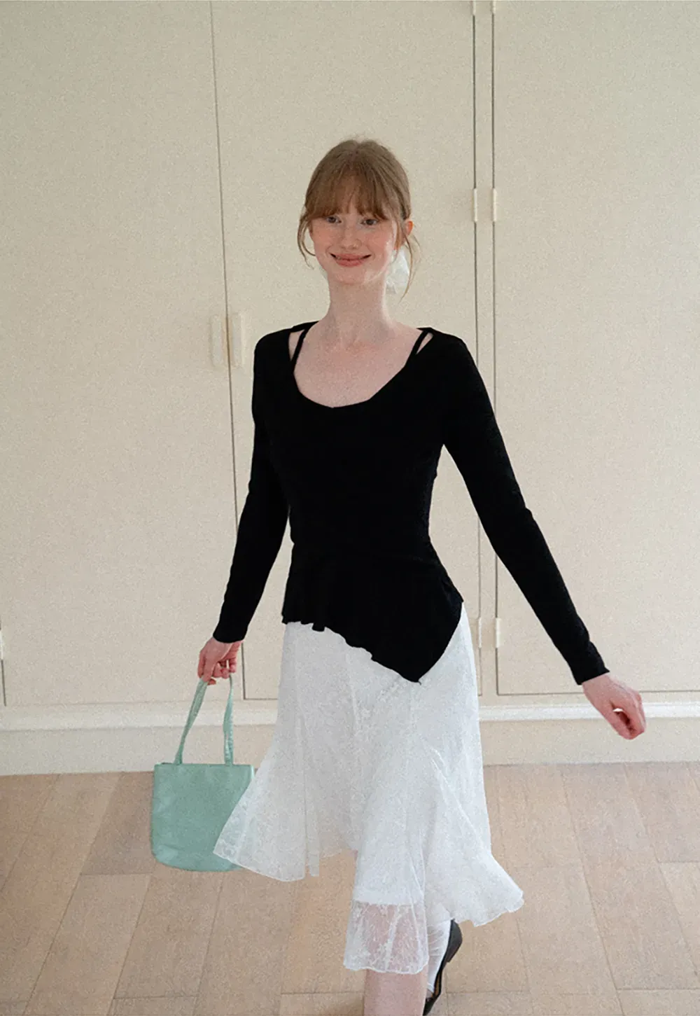 Textured Lace A Line Skirt