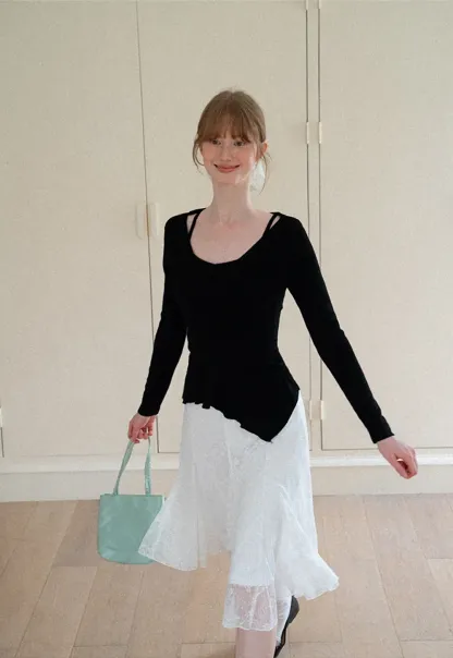 Textured Lace A Line Skirt