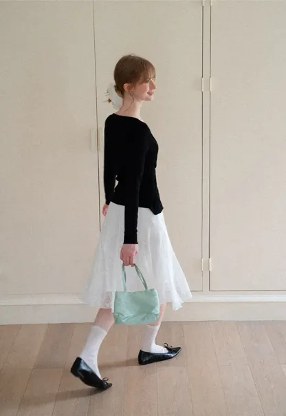 Textured Lace A Line Skirt