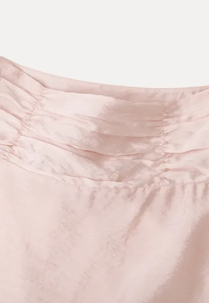 Textured A-Line Skirt with Gathered Waistband