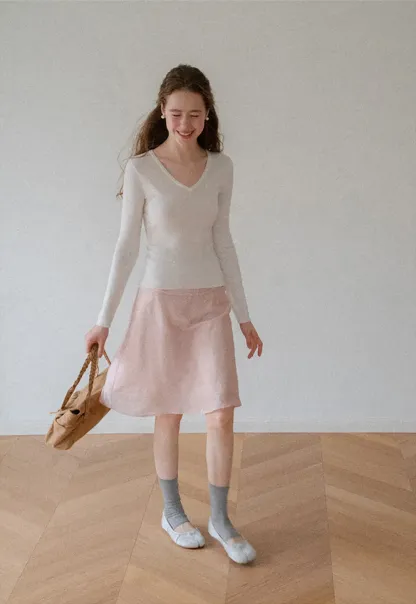 Textured A-Line Skirt with Gathered Waistband