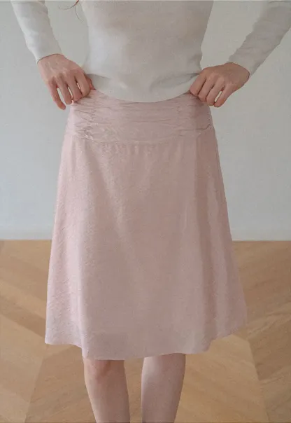 Textured A-Line Skirt with Gathered Waistband