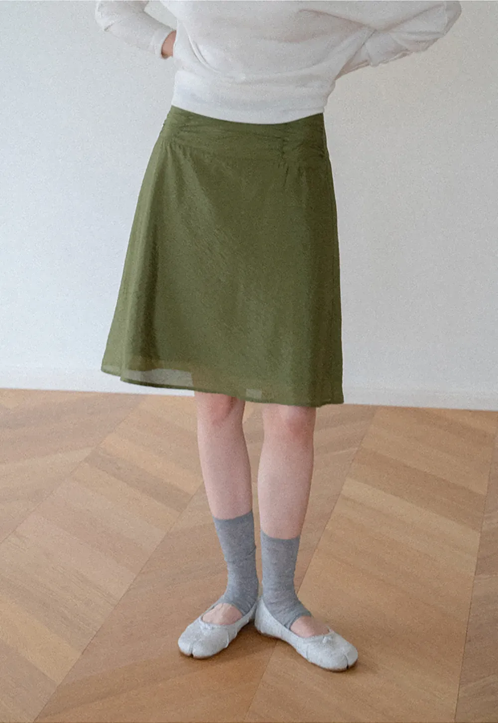 Textured A-Line Skirt with Gathered Waistband