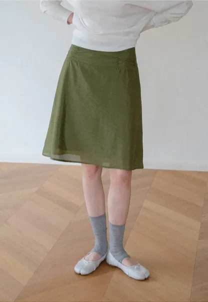 Textured A-Line Skirt with Gathered Waistband