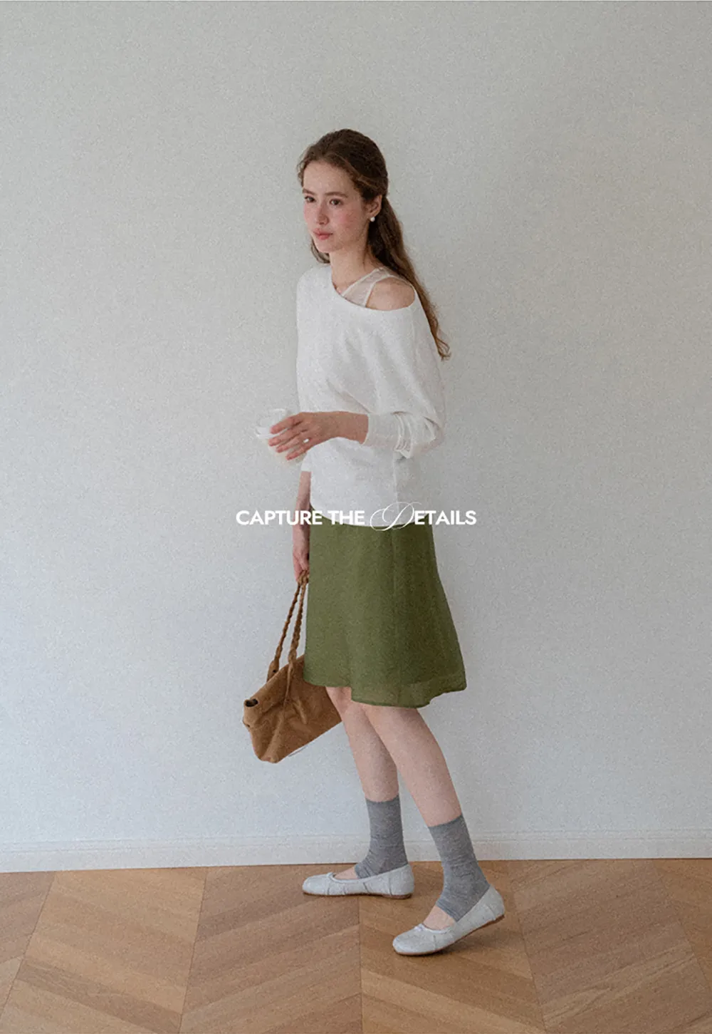 Textured A-Line Skirt with Gathered Waistband