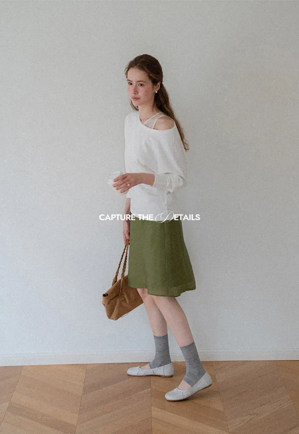 Textured A-Line Skirt with Gathered Waistband