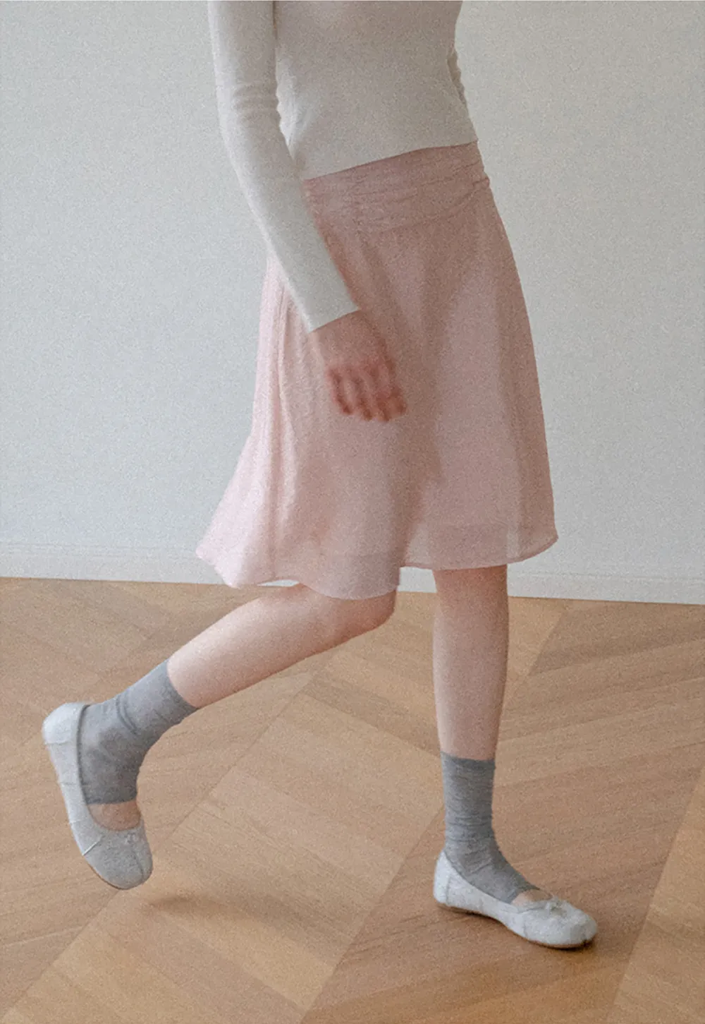 Textured A-Line Skirt with Gathered Waistband