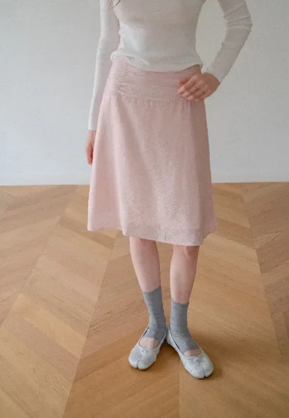 Textured A-Line Skirt with Gathered Waistband