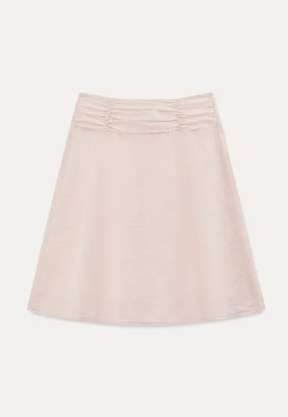Textured A-Line Skirt with Gathered Waistband