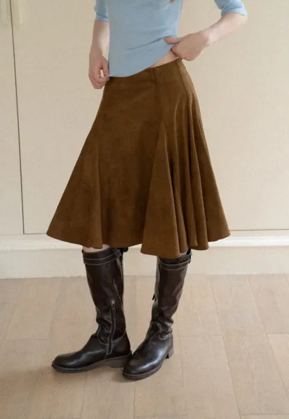 Flared A-Line Skirt with Structured Pleats
