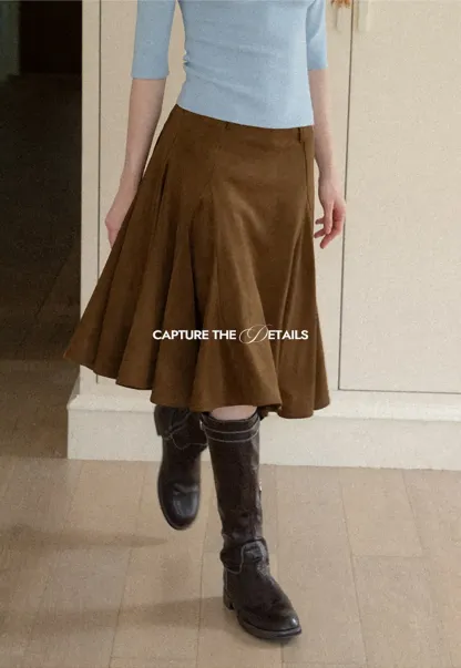 Flared A-Line Skirt with Structured Pleats