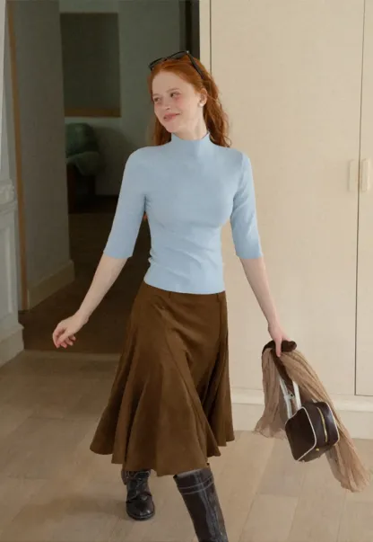 Flared A-Line Skirt with Structured Pleats