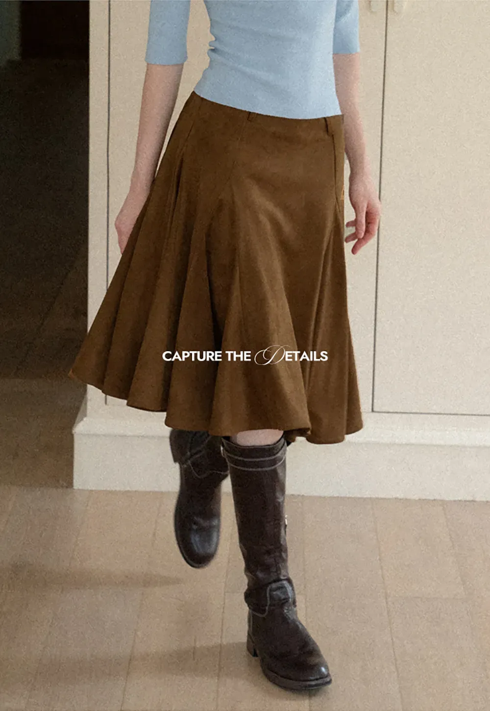 Flared A-Line Skirt with Structured Pleats