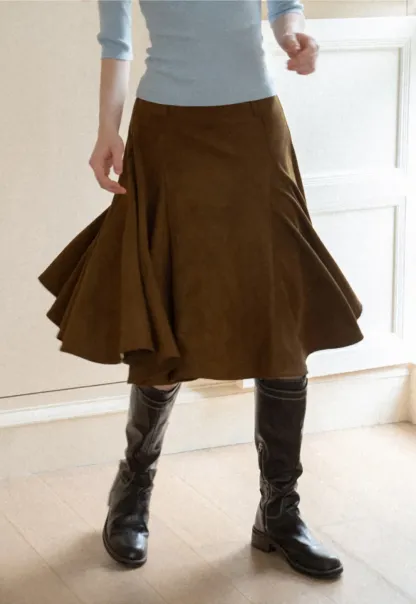 Flared A-Line Skirt with Structured Pleats