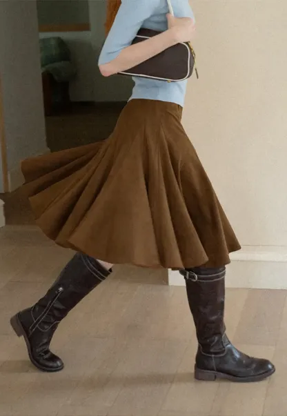 Flared A-Line Skirt with Structured Pleats
