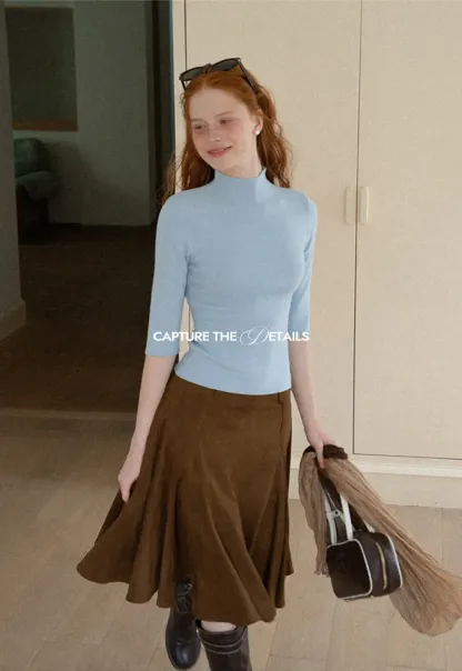 Flared A-Line Skirt with Structured Pleats