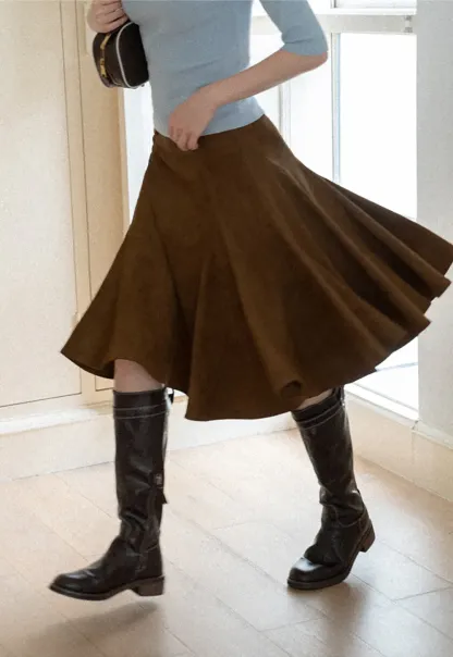 Flared A-Line Skirt with Structured Pleats