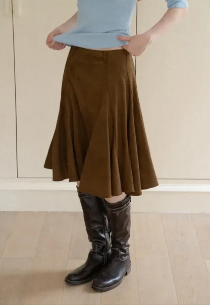 Flared A-Line Skirt with Structured Pleats