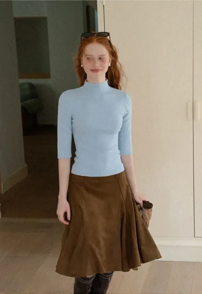 Flared A-Line Skirt with Structured Pleats