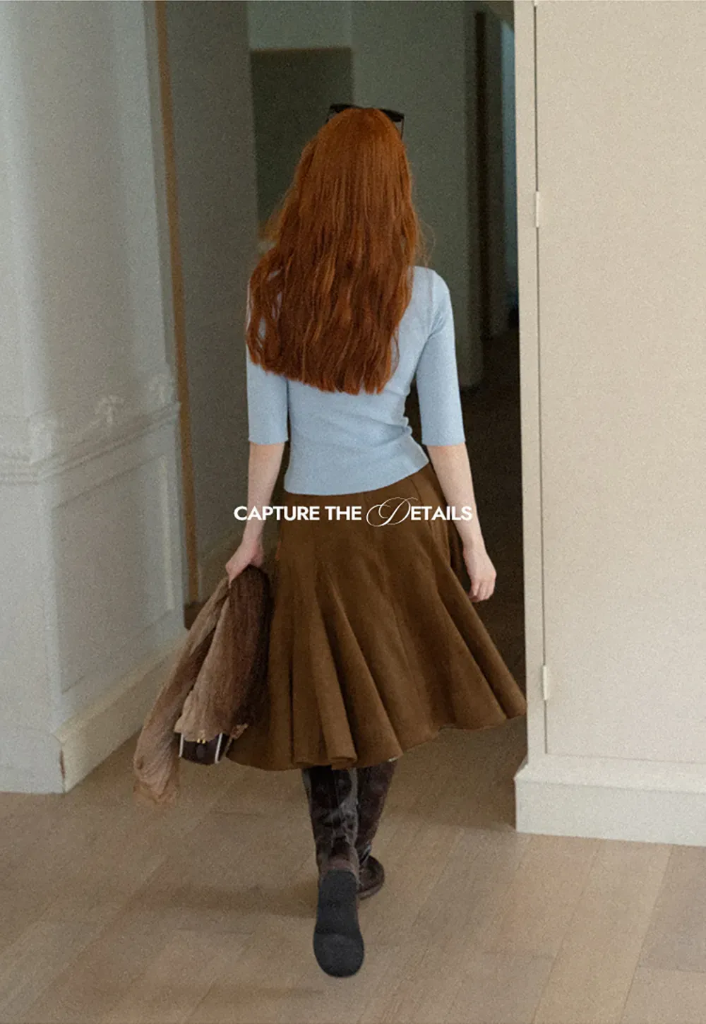 Flared A-Line Skirt with Structured Pleats