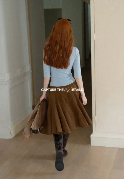 Flared A-Line Skirt with Structured Pleats