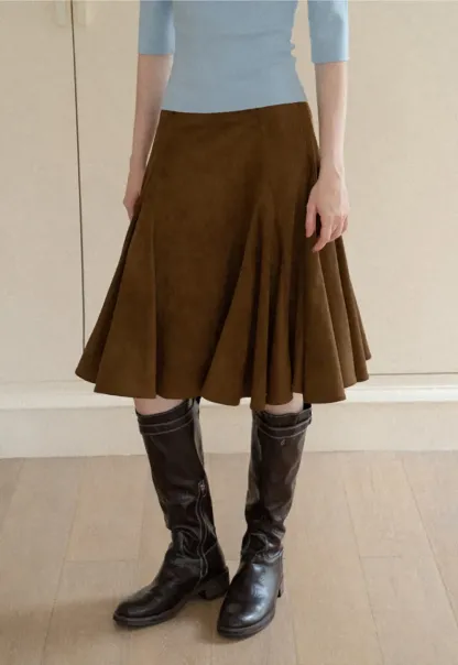 Flared A-Line Skirt with Structured Pleats