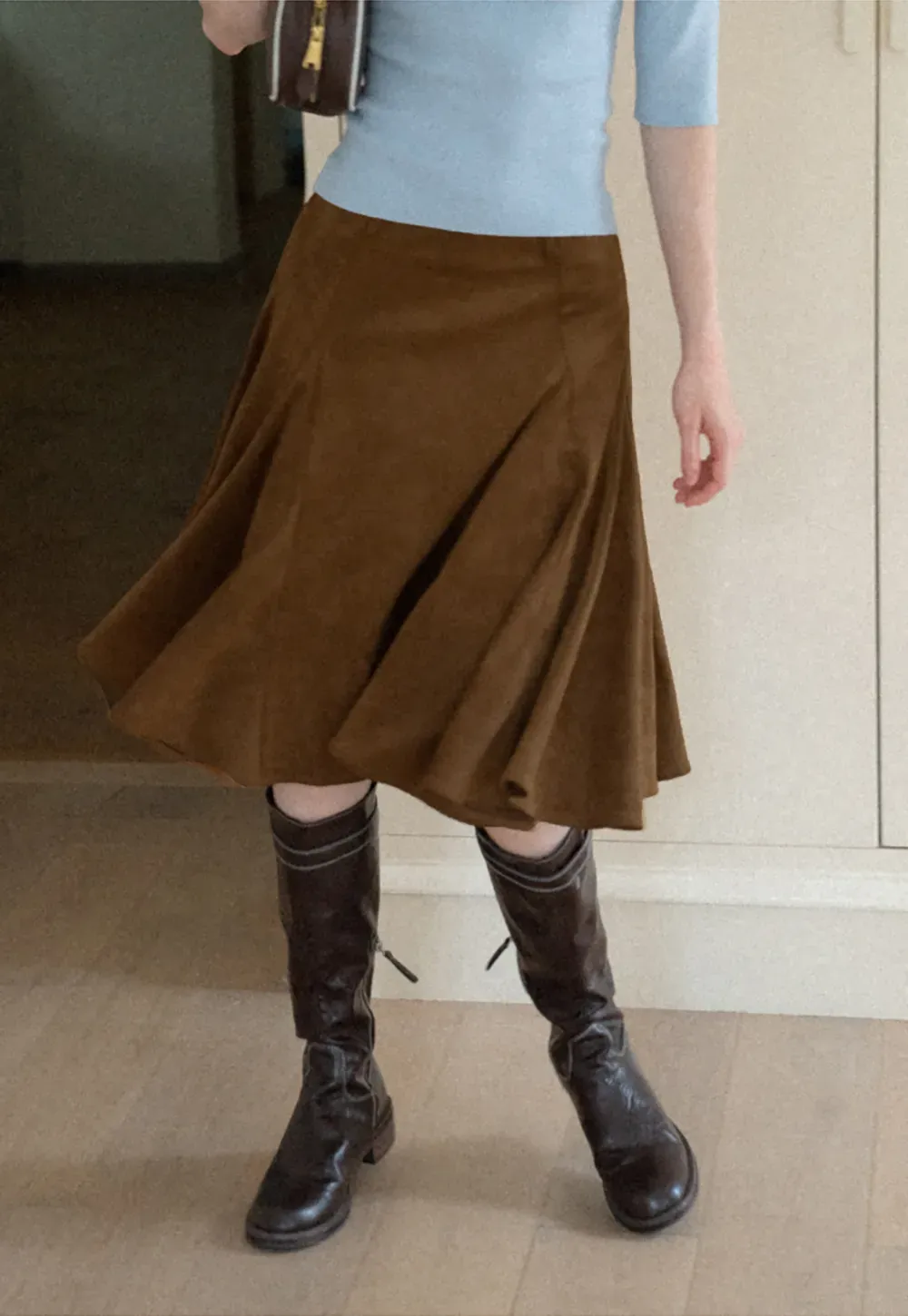 Flared A-Line Skirt with Structured Pleats