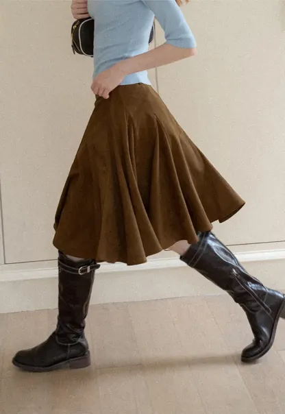 Flared A-Line Skirt with Structured Pleats