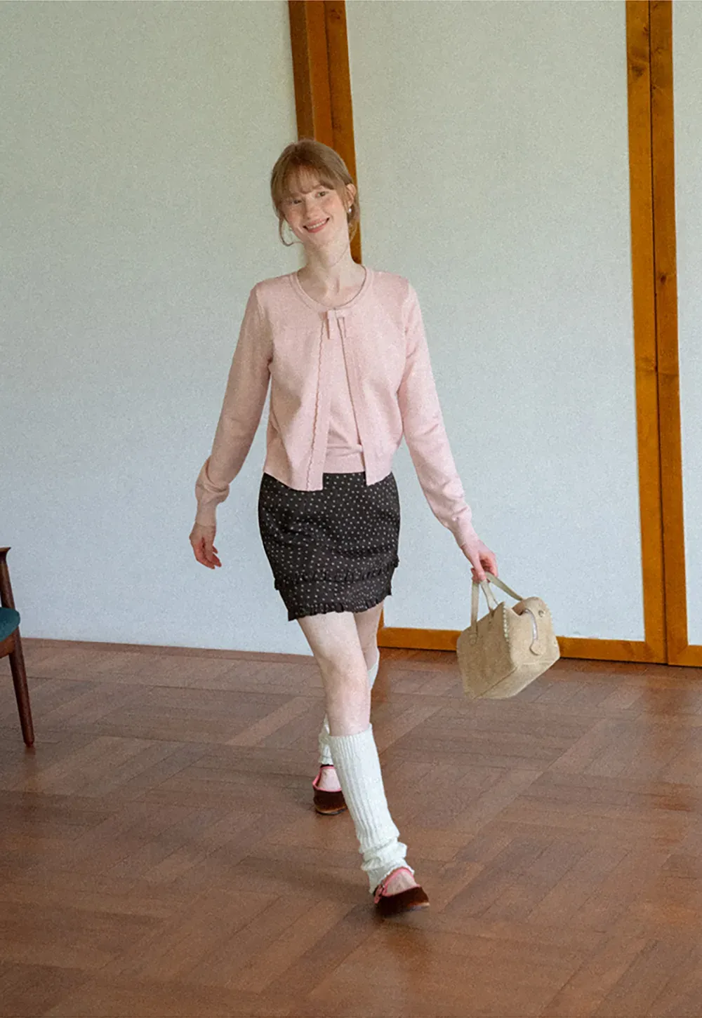 Polka Dot Tiered Ruffle Hem Skirt