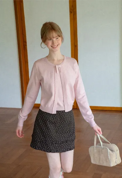 Polka Dot Tiered Ruffle Hem Skirt