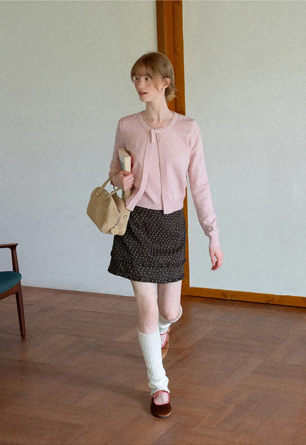 Polka Dot Tiered Ruffle Hem Skirt